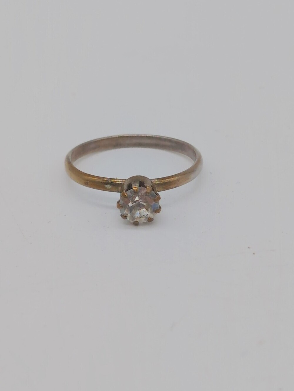 Vintage Classic Solitaire Crystal Ring - Gold Tone Sz 6.5 Art Projects